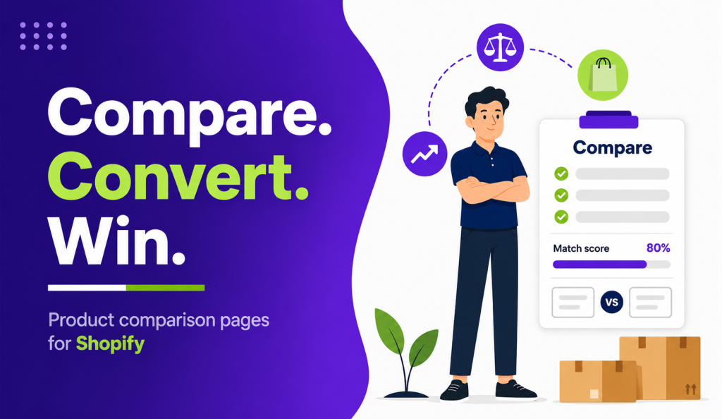 Shopify product comparison pages illustration.